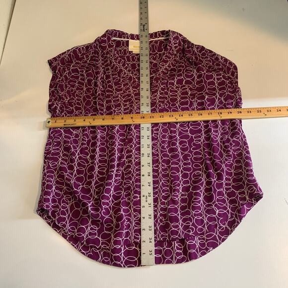 Maeve Blouse Womens S Small Raffine Cap Sleeve Button Front Pocket Curved Hem - Picture 7 of 13